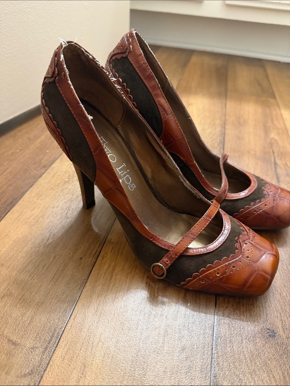 Two Lips Brown and Dark Brown Mary Jane Heels
